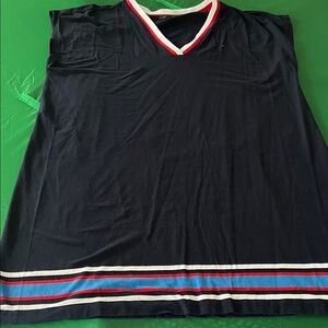 Tommy Hilfiger Black V-Neck Top with Striped Trim